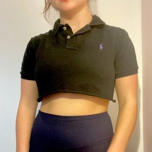 black cropped polo